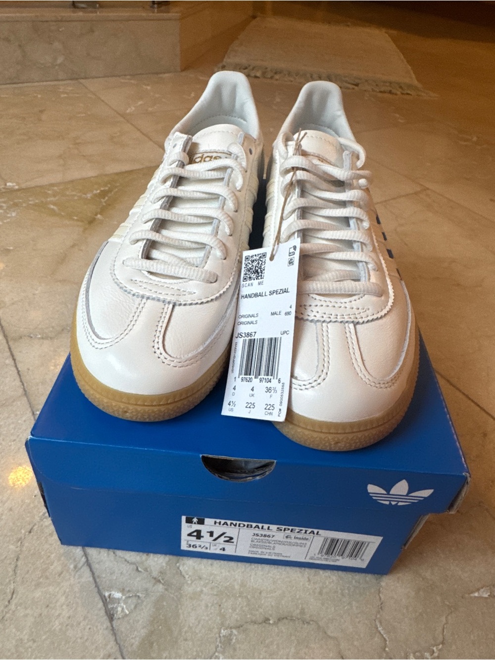 adidas White Handball Spezial with Gum Outsole